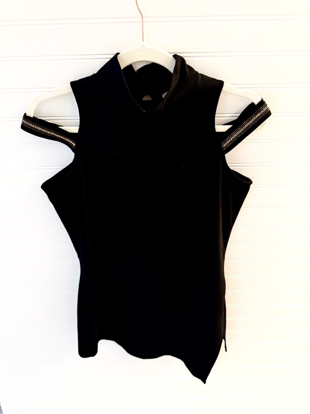 Bisou Bisou Black Cold-Shoulder Mock Neck Mini Dress